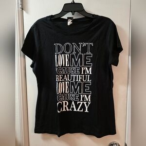 Vanity Black Short-Sleeve Graphic Tee with White Text